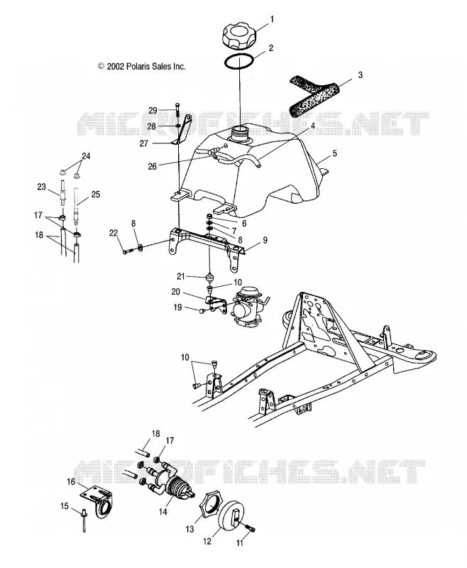 TREIBSTOFF TANK AND VERGASER MOUNTING