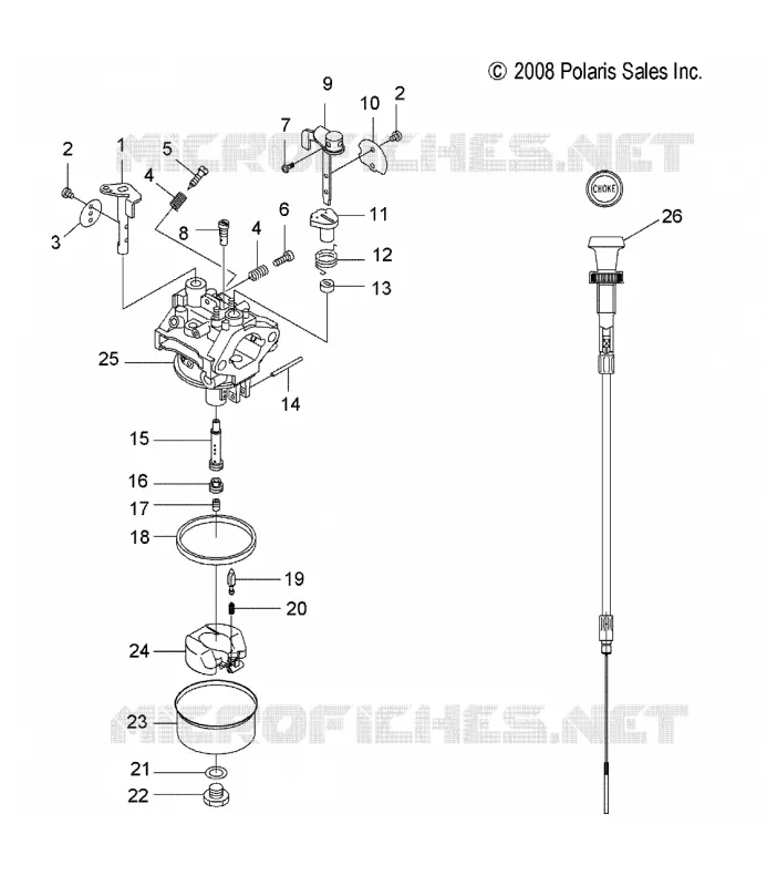 MOTOR, VERGASER AND CHOKE CABLE