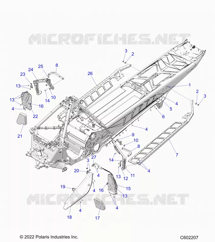 CHASSIS, CLUTCH GUARD, FOOTRESTS, AND RUNNING BOARDS