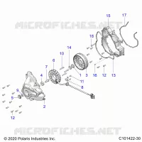 ENGINE, STATOR COVER AND FLYRAD