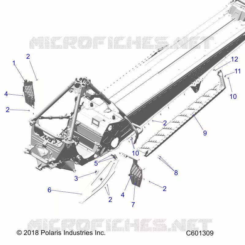 CHASSIS, CLUTCH GUARD, FOOTRESTS, AND RUNNING BOARDS