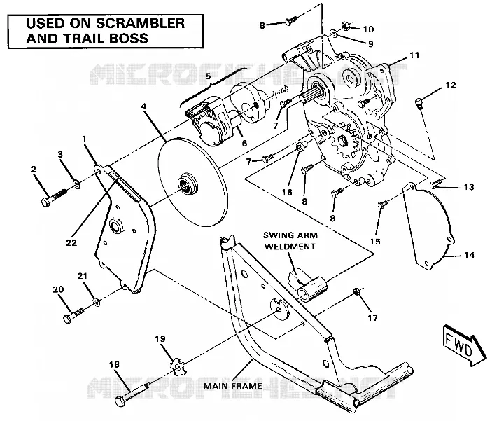 RIGHT HAND GEARCASE    BREMSE MOUNTING. (4910981098037A)