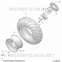 WHEELS, FRONT TIRE AND BRAKE DISC