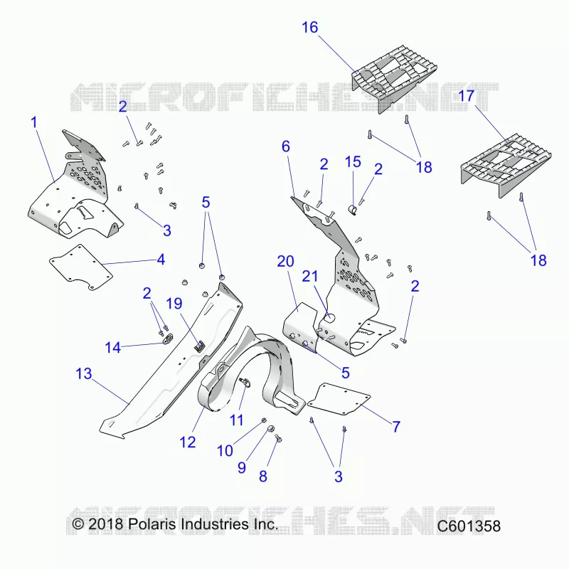 CHASSIS, CLUTCH GUARD AND FOOTRESTS