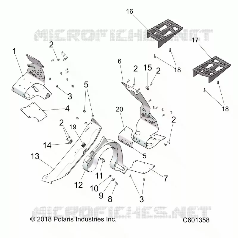 CHASSIS, CLUTCH GUARD AND FOOTRESTS