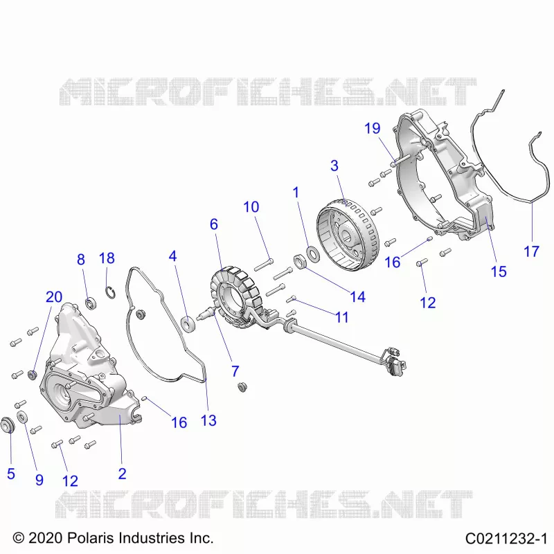ENGINE, STATOR COVER AND FLYRAD