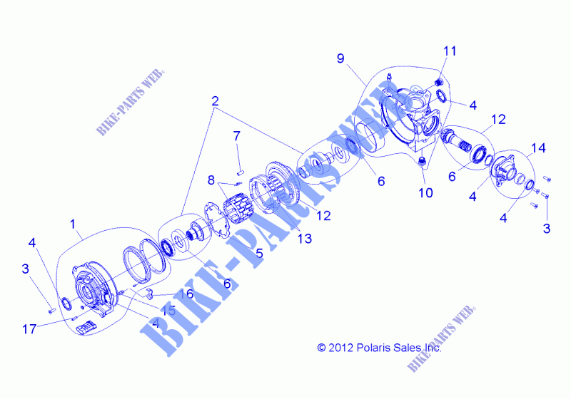 ANTRIEB, FRONT GETRIEBEGEHÄUSE INTERNALS   A14GH9EAW (49ATVGETRIEBEGEHÄUSE1333053) für Polaris SCRAMBLER XP 1000 HO EPS 2014