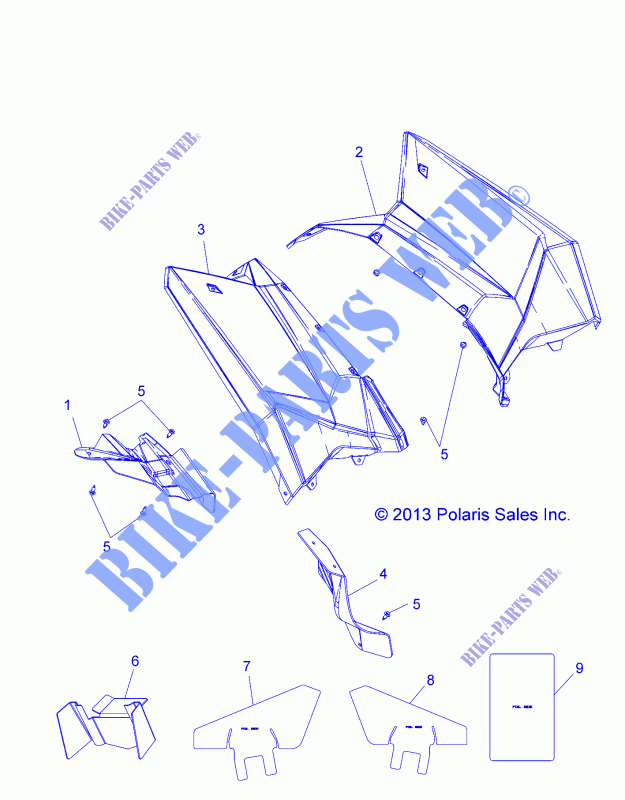 HINTER CAB AND HEAT SHIELDS   A14GH9EAW (49ATVCABRR14SCRAM) für Polaris SCRAMBLER XP 1000 HO EPS 2014