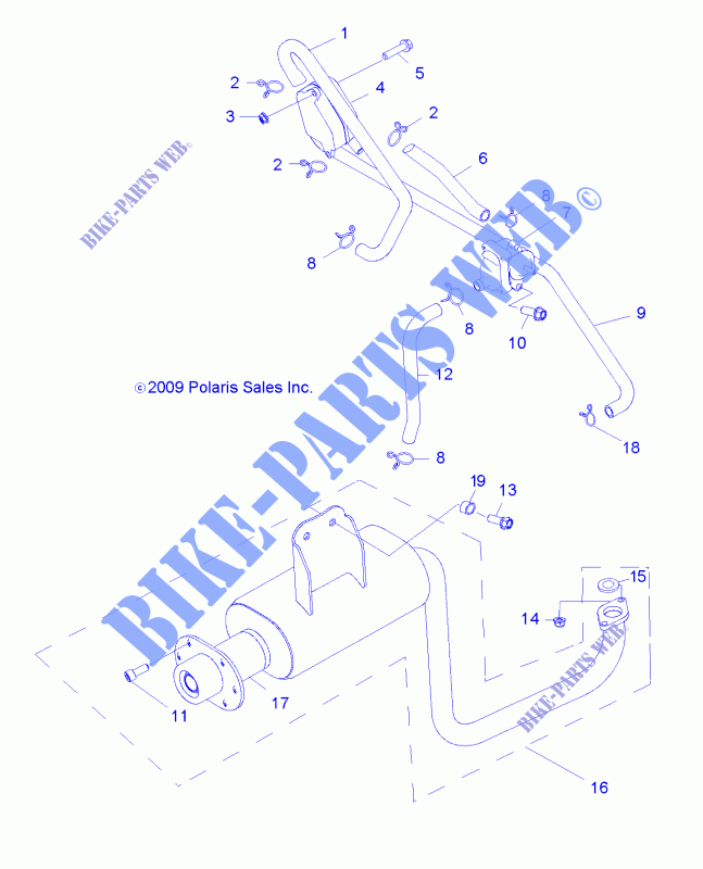 AUSPUFF   R15YAV17AA/AF/BA/BF (49RGRAUSPUFF10RZR170) für Polaris RZR 170 2015