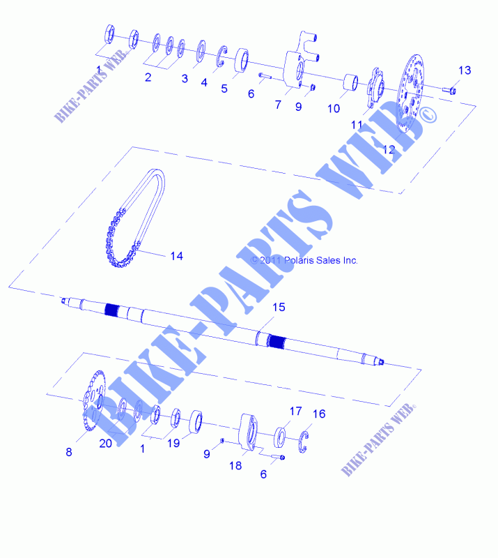RADS, HINTERACHSE   R15YAV17AA/AF/BA/BF (49RGRAXLE12RZR170) für Polaris RZR 170 2015