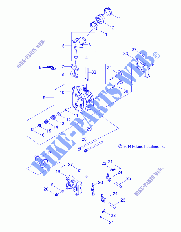 ZYLINDER HEAD   R15YAV17AA/AF/BA/BF (49RGRZYLINDER15RZR170) für Polaris RZR 170 2015