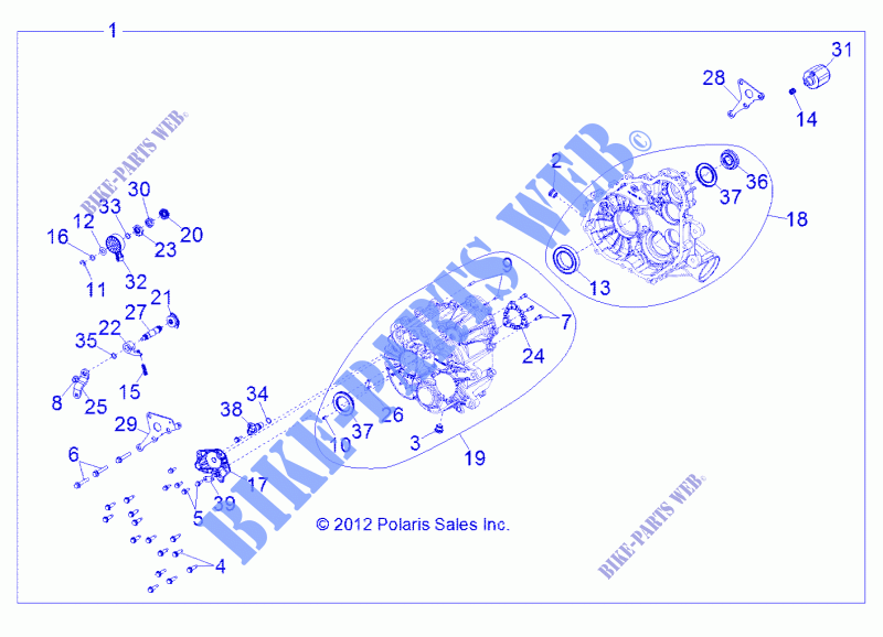 ANTRIEB, MAIN GETRIEBEGEHÄUSE   Z15VHE57AS/AK (49RGRTRANS1333084) für Polaris RZR 570 2015