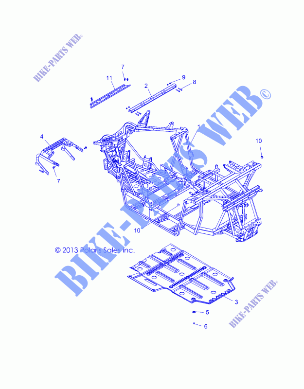 CHASSIS, MAIN FRAME AND SKID PLATE   Z15VHA57AJ/E57AS/AK (49RGRFRAME14RZR570) für Polaris RZR 570 2015