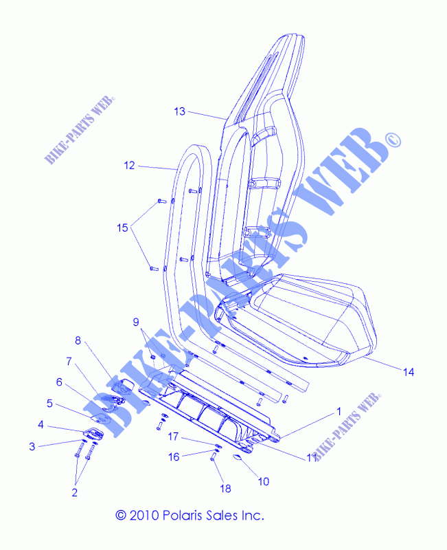 SITZ ASM.   Z15VHA57AJ/E57AS/AK (49RGRSITZ11RZR) für Polaris RZR 570 2015