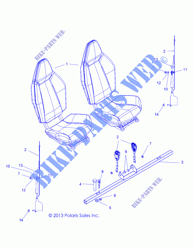 SITZ MOUNTING and BELTS   Z15VHA57AJ/E57AS (49RGRSITZMTG14RZR570) für Polaris RZR 570 2015
