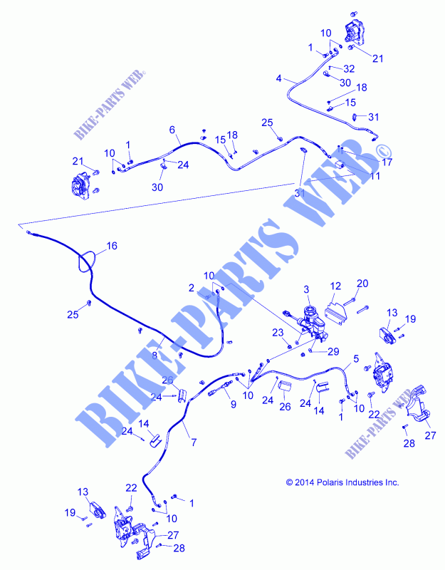 BREMSE LINES AND MASTER CYLINDER   Z15VBA87AJ/LJ/E87AK/AM/AT/LT/AL/AV (49RGRBREMSELINES15Z90060) für Polaris RZR 900 60 INCH ALL OPTIONS 2015