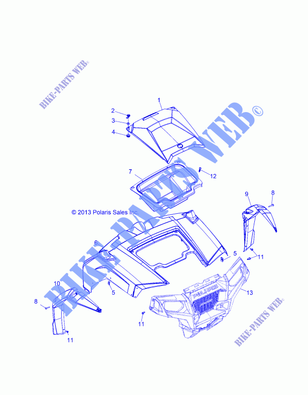 HAUBE and FRONT BODY WORK   Z14XE7EAL/X (49RGRHAUBE14RZR4) für Polaris RZR 4 800 EPS LE 2014