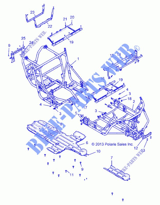 CHASSIS, MAIN FRAME AND SKID PLATES   Z146T1EAM/EAW (49RGRFRAME1410004) für Polaris RZR XP 4 1000 EPS 2014