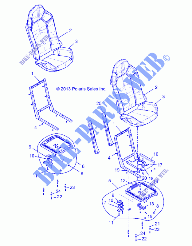 SITZ ASM. AND SLIDER   Z146T1EAM/EAW (49RGRSITZ1410004) für Polaris RZR XP 4 1000 EPS 2014