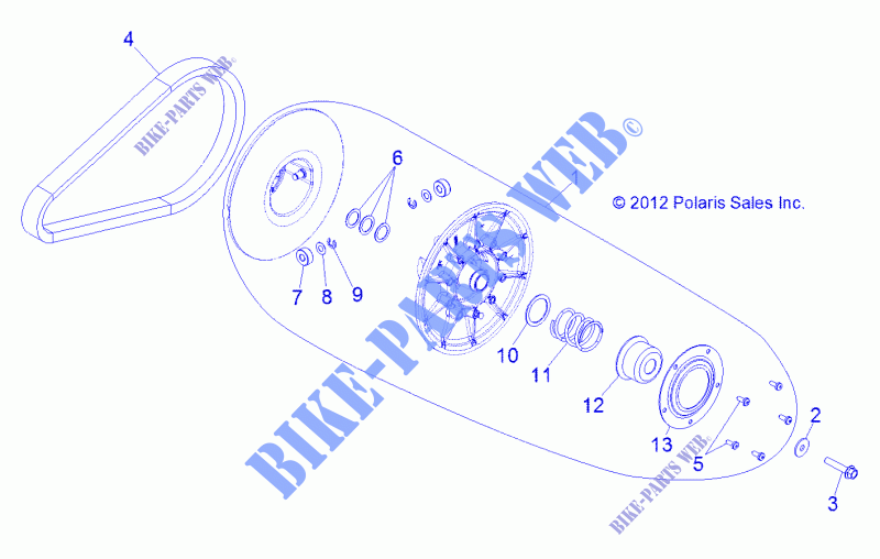 ANTRIEB, SECONDARY KUPPLUNG   R13VH57AD (49RGRKUPPLUNGDVN1323038) für Polaris RZR 570 EFI 2013