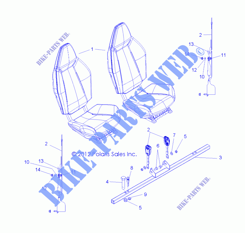 SITZ MOUNTING and BELTS   R13VH57AD/6EAK (49RGRSITZMTG13RZR600) für Polaris RZR 570 EFI 2013