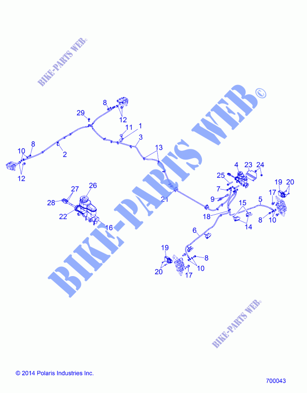 BRAKE LINES AND MASTER CYLINDER   D17B3/4PD1AJ (49BRUTUSBRAKELINE15) für Polaris BRUTUS 2017