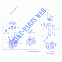 ZYLINDER HEAD, CAMS AND VALVES   A14MX5ETH (49RGRCYLINDERHD14570) für Polaris SPORTSMAN 570 EFI UTE HD EPS 2014