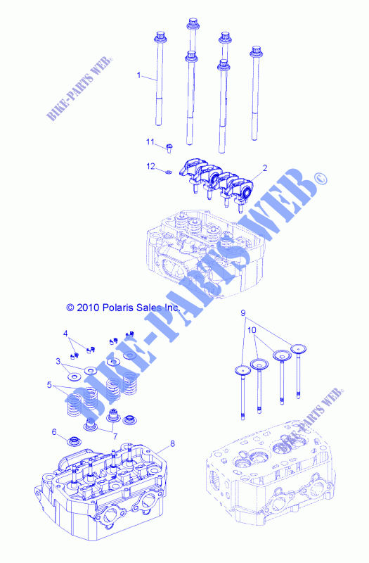 ZYLINDER HEAD AND VALVES   R12VE76AB/AD/AE/AJ/AO (49RGRVALVE11RZRS) für Polaris RZR S 800 EFI 2012