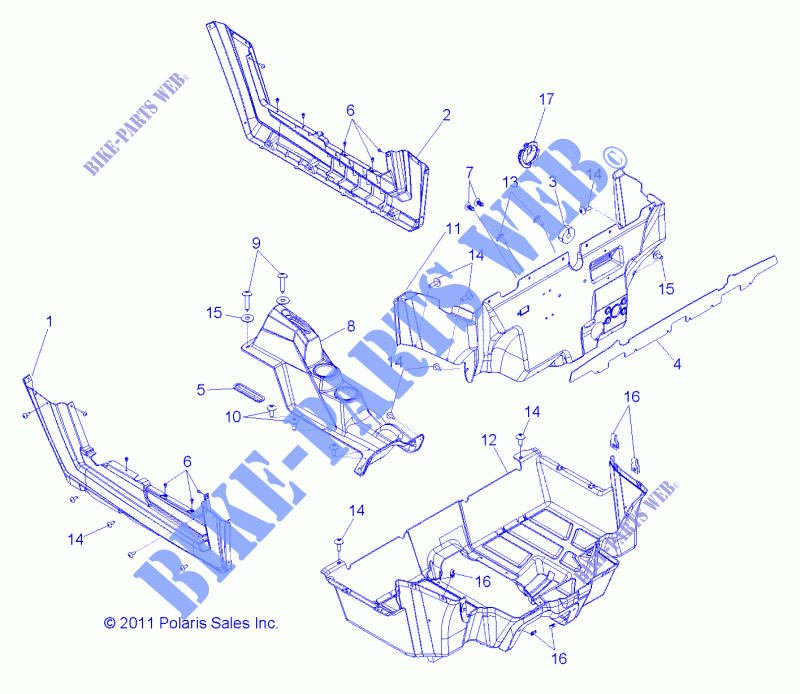 BODEN and ROCKER PANELS   R12JT87AB/AD/AS/AW/9EAW (49RGRFLOOR12RZRXP900) für Polaris RZR XP 900 EFI 2012