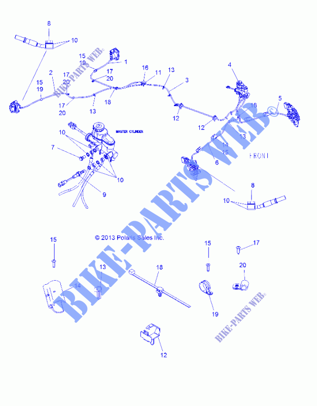 BRAKE LINES AND MASTER CYLINDER   R16RTE87F1/U87FK (49RGRBRAKELINES13900XP) für Polaris RANGER 900 XP EU 2016