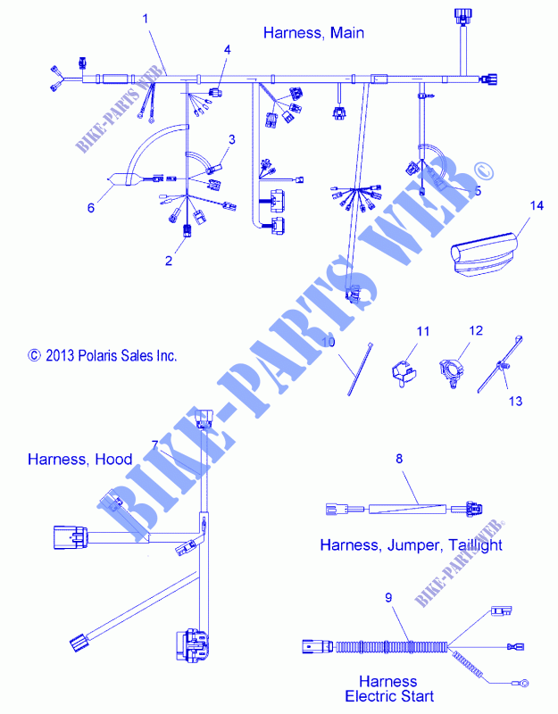 KABELSTRANG   S14BP6GSA/GSL/GEL (49SNOWHARNESS146SB) für Polaris RUSH 2014