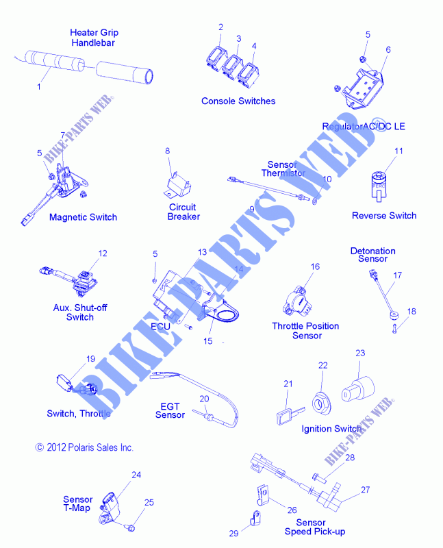 SWITCHES, SENSOREN and COMPONENTS   S14CL8/CW8 ALL OPTIONEN (49SNOWELECT13SBASSLT) für Polaris SWITCHBACK 2014