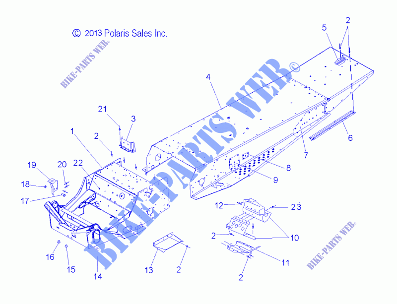 CHASSIS, TUNNEL   S14SU4BEL (49SNOWTUNNEL14WIDE) für Polaris WIDETRAK 2014