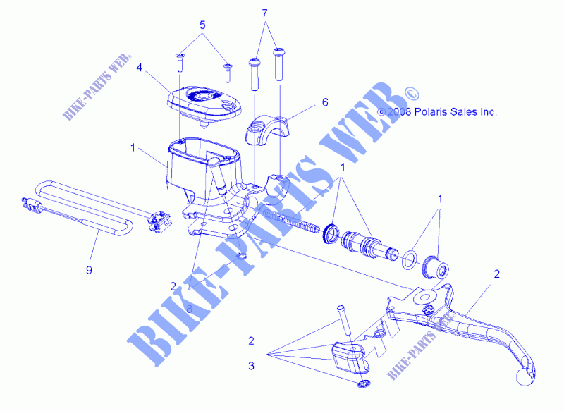 VORDERBREMSE BREMSE LEVER AND MASTER CYLINDER   A14TN55FA (49ATVMCLH09SPXP550) für Polaris SPORTSMAN X2 550 INTL 2014