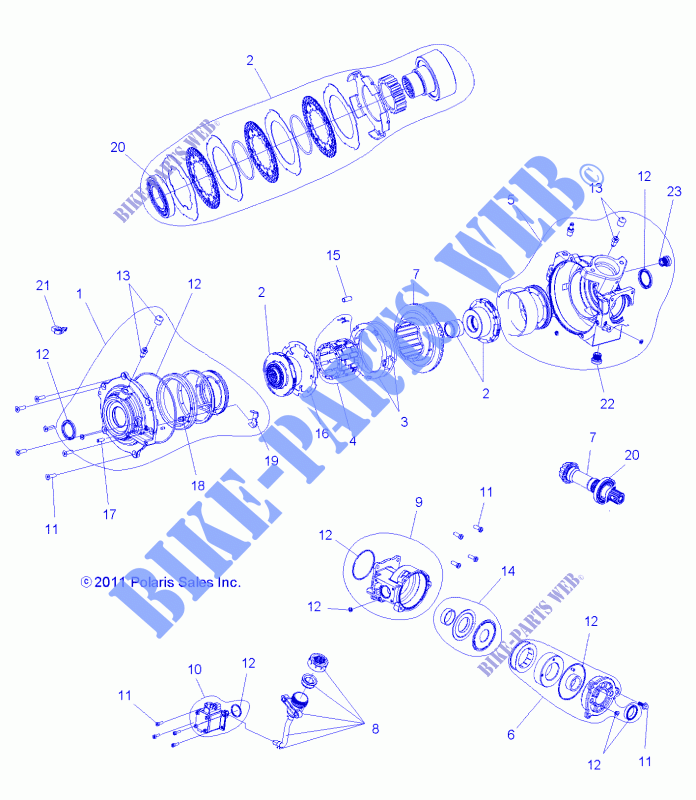 ANTRIEB, FRONT GETRIEBEGEHÄUSE INTERNALS   A14ZN8EAB/I/C/M/P/S (49ATVGETRIEBEGEHÄUSE1332963) für Polaris SPORTSMAN XP 850 HO EPS BROWNING LE 2014