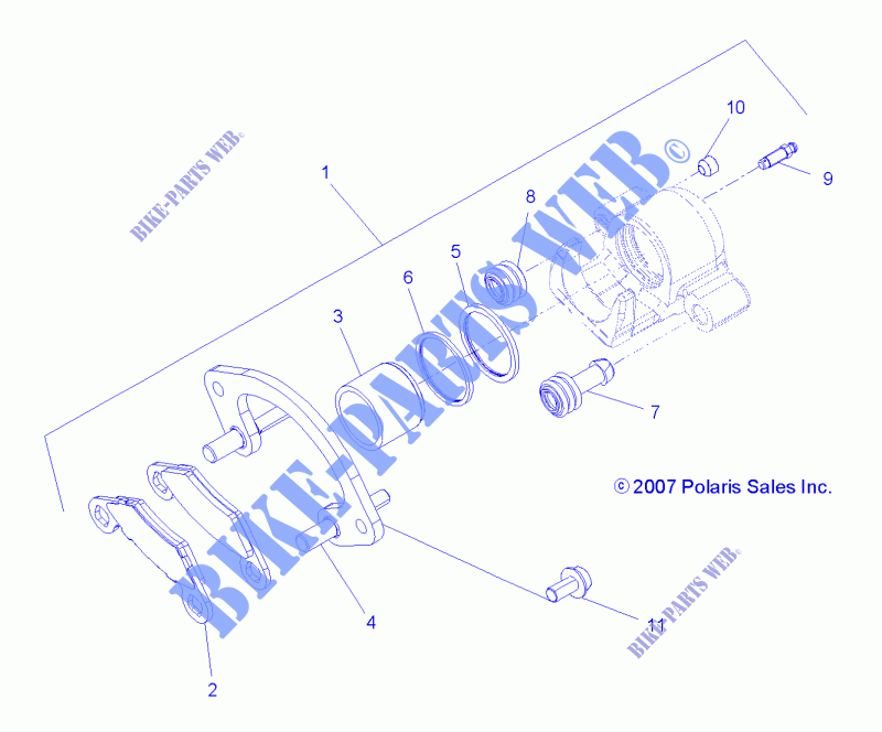 HINTERBREMSE CALIPER   A14ZN8EAB/C/I/M/P/S (49ATVBREMSERR09Q60) für Polaris SPORTSMAN XP 850 HO EPS BROWNING LE 2014
