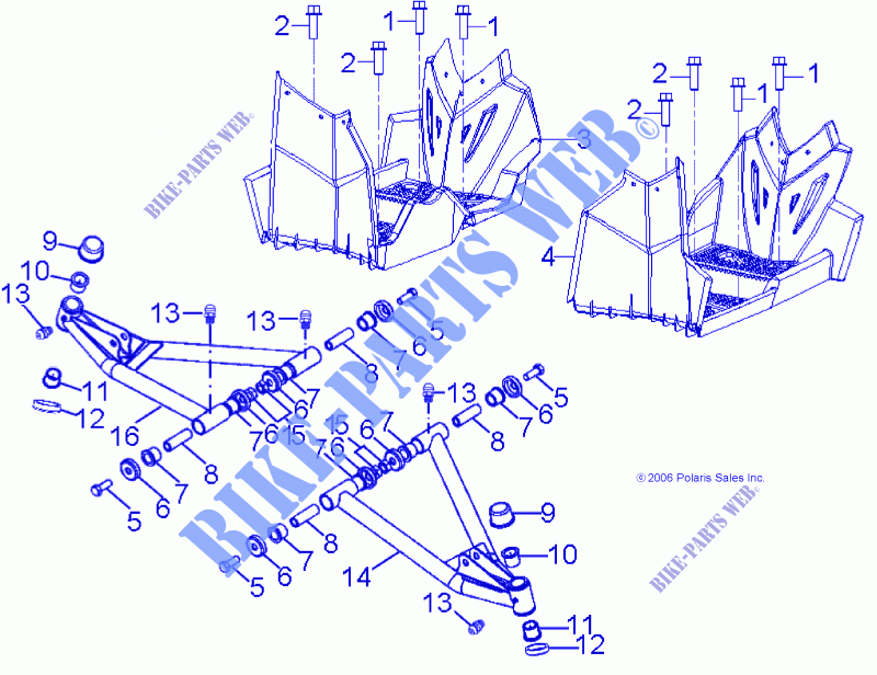 CHASSIS, A ARM AND FUßSTÜTZE   A12KA09AD/AF (49ATVSUSPFRT08OUT90) für Polaris OUTLAW 90 2012