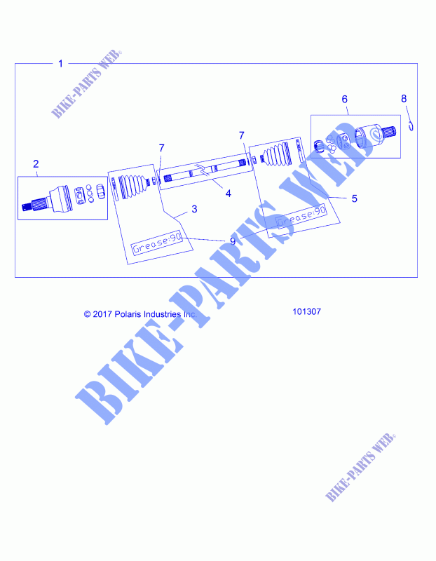ANTRIEB, DRIVE SHAFT, FRONT   A18SVS95FR (101307) für Polaris SCRAMBLER XP 1000 ZUG 2018