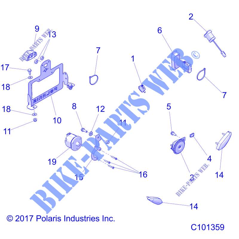 ELEKTRIC, TURN SIGNALS   A18SXS95FR (C101359) für Polaris SPORTSMAN 1000 XP ZUG 2018