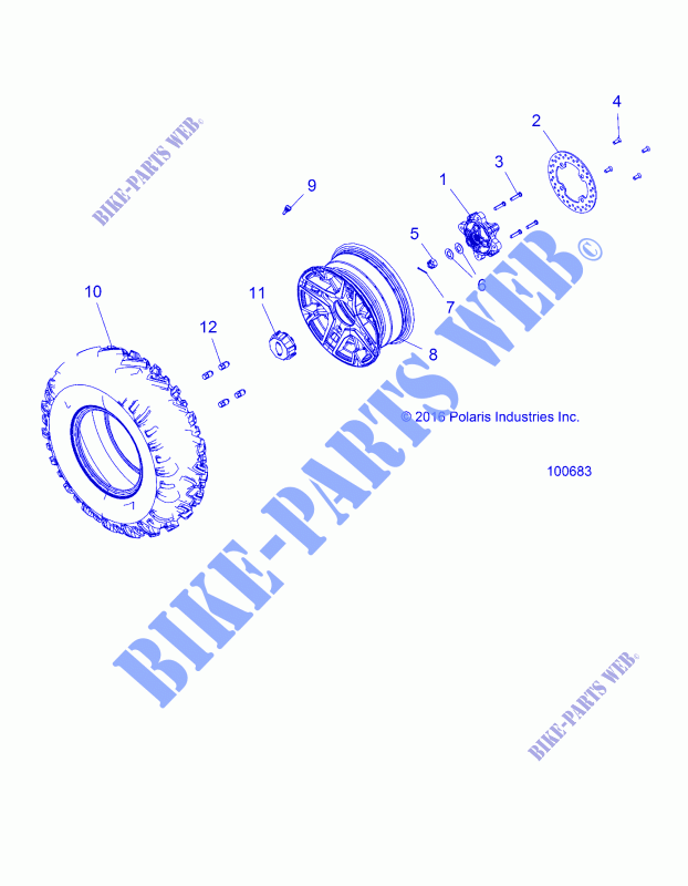 RADS, FRONT TIRE AND BRAKE DISC   A17DAE57AM (100683) für Polaris ACE 570 SP 2017
