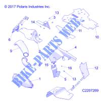 KAROSSERIE / HITZESCHILD   A 17 01 D/E APPLIES TO 2015 2016 SPORTSMAN 1000 1 UP MODELS AFTER SAFETY RECALL A 17 01 D/E HAS BEEN COMPLETED WHERE APPLICABLE.  (C2207269) für Polaris SPORTSMAN 1000 MD 2016
