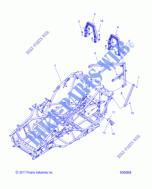 CHASSIS, MAIN, AND REAR ASM.   T18AAPF/AARF/AASF ALL OPTIONEN (500069) für Polaris SLINGSHOT 2018