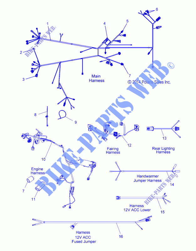 KABELSTRANGES   V15CW/DB/DW/TW36 ALL OPTIONEN (49VICHARNESS15CC) für Polaris CROSS COUNTRY TOURING 2015