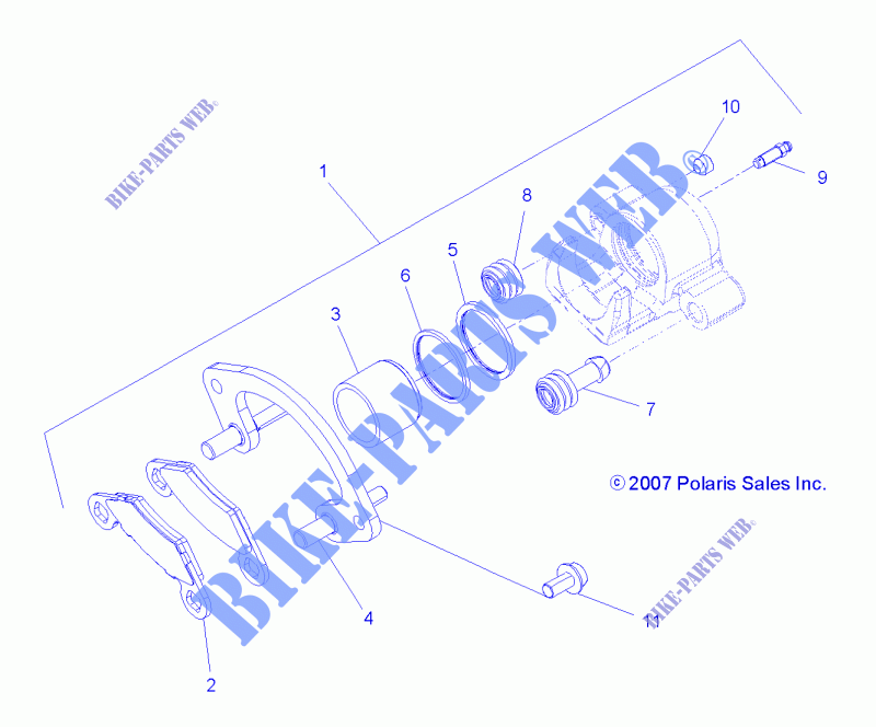 HINTERBREMSE CALIPER   A10DX55AL/AF (49ATVBREMSERR09Q60) für Polaris SPORTSMAN TOURING EPS 550 2010