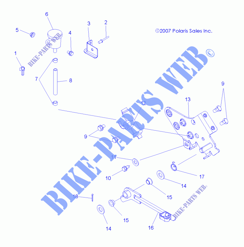 BREMSES, BREMSE PEDAL AND REAR MASTER CYLINDER   A08BG50AA (49ATVBREMSERR08SCRAM) für Polaris SCRAMBLER 500 4X4 2008