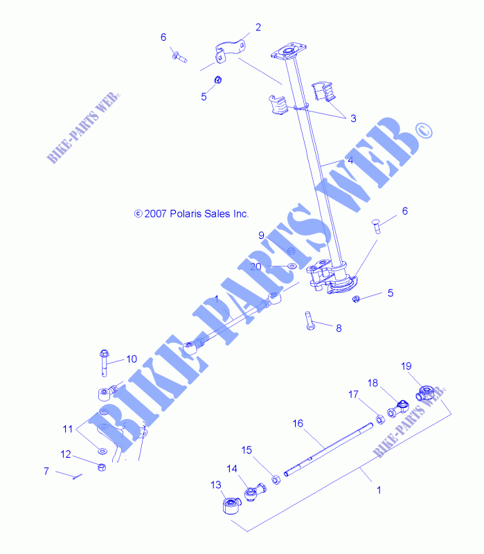 Lenksäule   A08BA32AA (49ATVLENKUNG08SCRAM2X4) für Polaris TRAIL BLAZER 330 2008