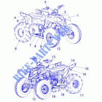 DECALS   A07KA09AA/AB/AD (49ATVDECALSSS07OUT90) für Polaris OUTLAW 90 2007