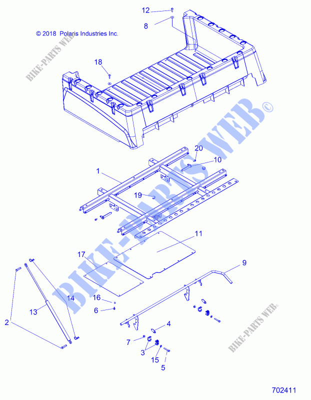 BED BOX MOUNTING   R20MAA50B1/B7  (702411) für Polaris RANGER 500 2020