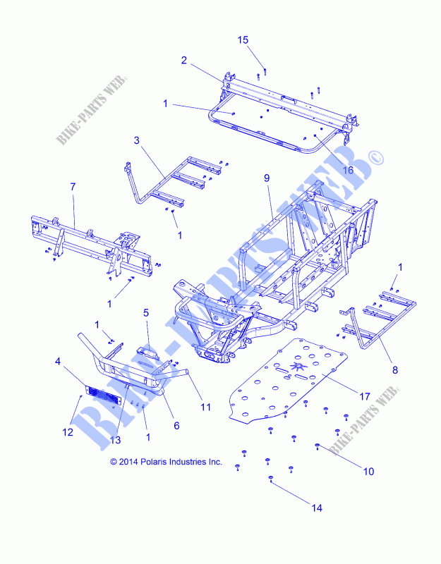 CHASSIS, FRAME AND FRONT BUMPER   R20MAAE4G8/G9 (49RGRFRAME15EV2) für Polaris RANGER EV 2020
