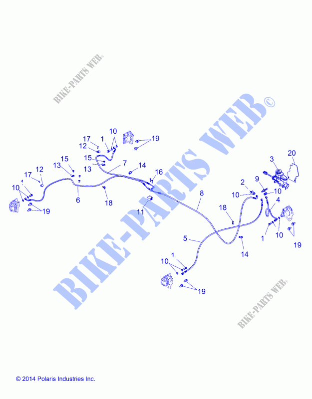 BRAKE LINES AND MASTER CYLINDER   R19RM250B1 (49RGRBRAKELINES15570) für Polaris RANGER 500 2 WHEEL DRIVE  HDPE 2019